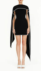Johari Pearl-Trimmed Cape Mini Dress