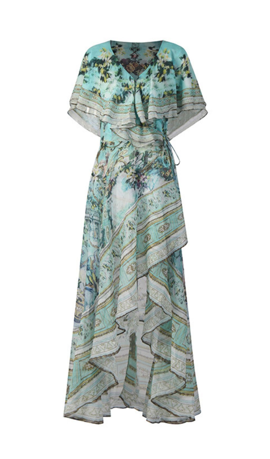 Jaymes Artistic Print High-Low Maxi Dress