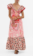 Irina Chic Pink Floral V-Neck Maxi Dress