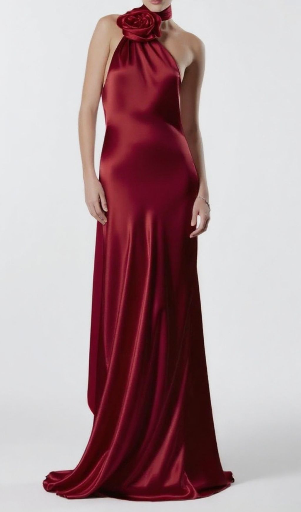 Carmelo Red Rose Halter Maxi Gown