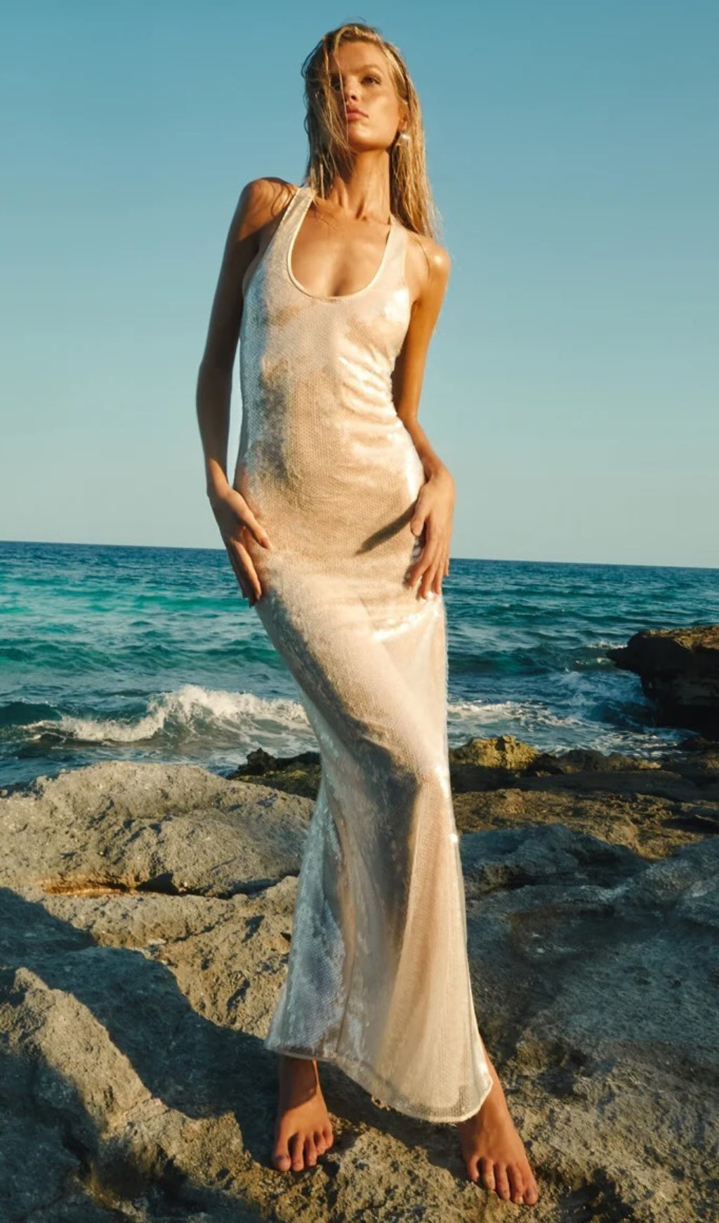 Radiant Ivory Sequin Maxi Dress