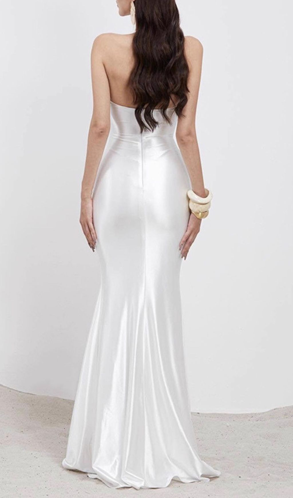 Isla White Satin Halter Maxi Dress