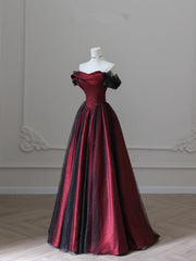 Charming Black and Red Off Shoulder A-line Prom Dress