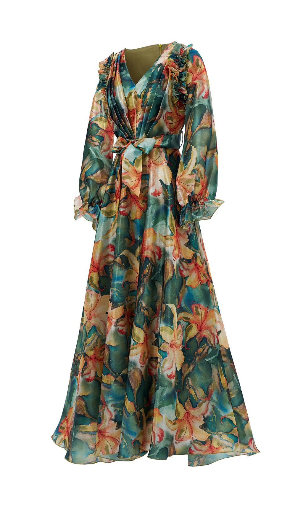 Fenicia Vibrant Green Floral Maxi Dress