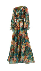 Fenicia Vibrant Green Floral Maxi Dress