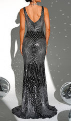 Dazzling Corinna Black Sequin Maxi Gown
