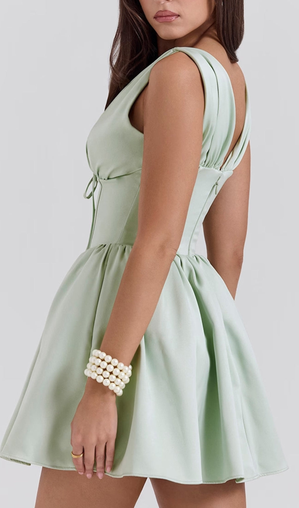 Dhara Sage Green Corset Mini Dress