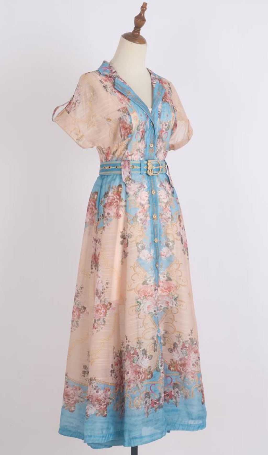 Gloria Enchanting Floral Belted Maxi Dress