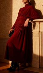 Isano Luxe Ruched Long Sleeve Maxi Dress