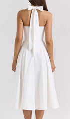 Dezba White Halter Corset Midi Dress