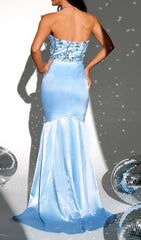Carsten Dazzling Blue Sequin Strapless Maxi Dress