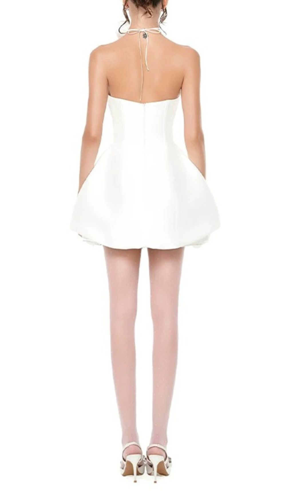 Ildiko White Strapless Corset Floral Mini Dress