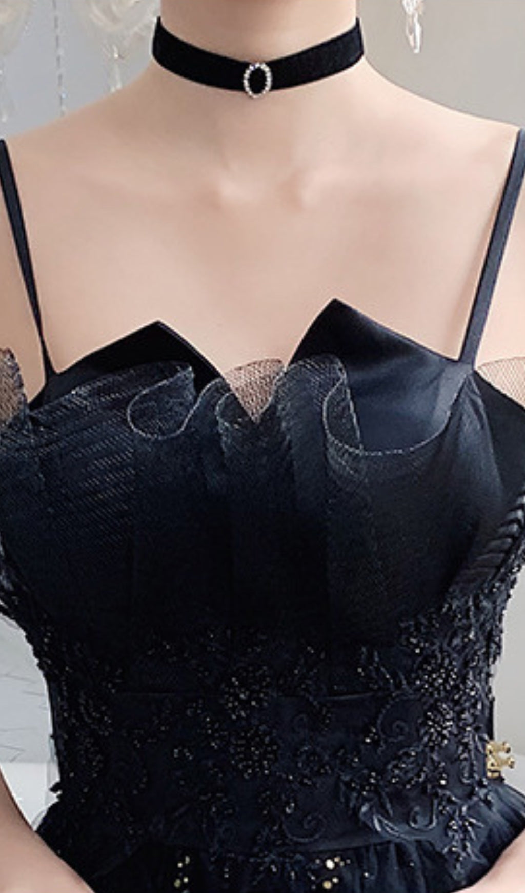 Chiye Starlit Black Tulle Maxi Dress