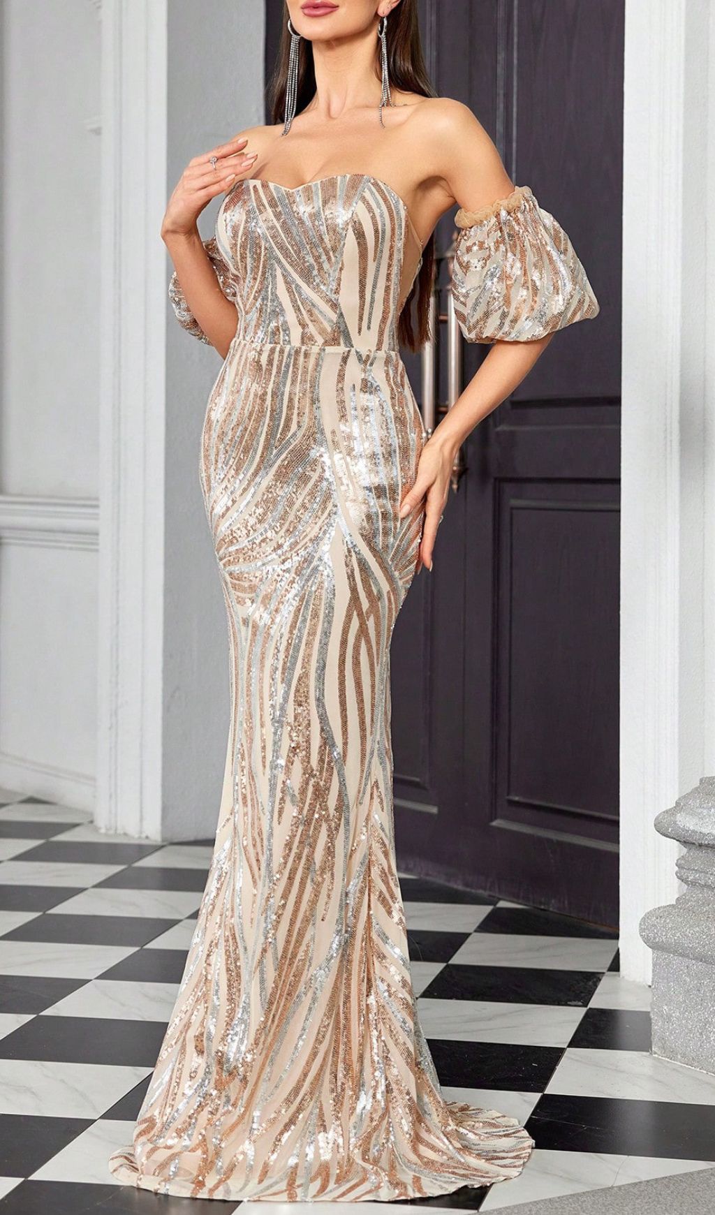 Hakeem Glamour Sequin Maxi Dress