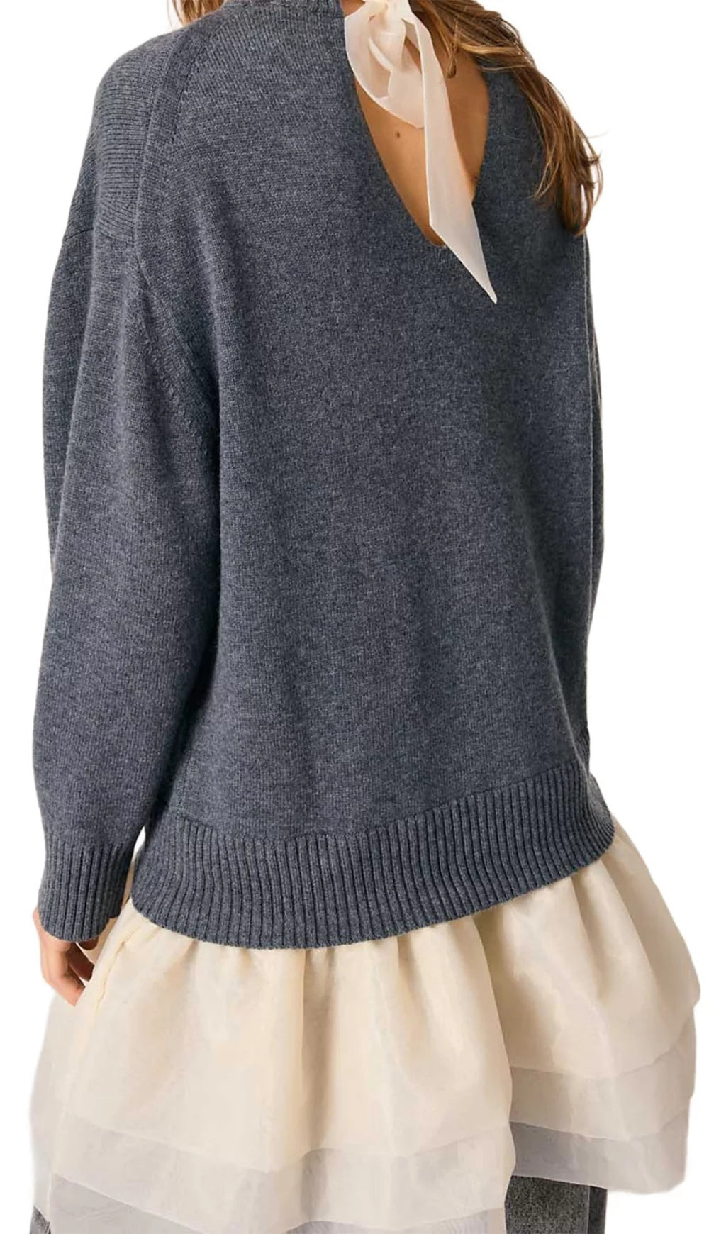 Roganza Mixed Media Tiered Sweater Dress