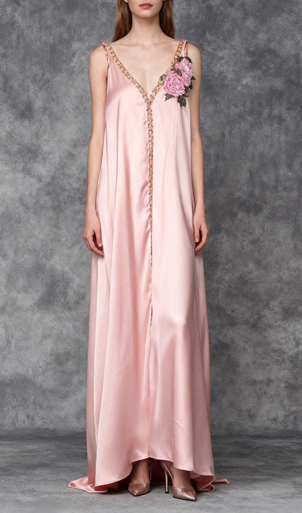 Inge Elegant Pink Floral Maxi Dress