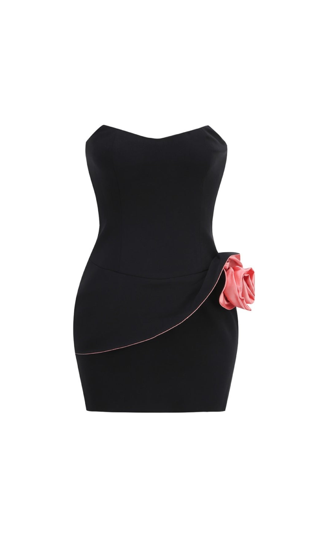 Brynlee Black Strapless Mini Dress with Sculpted 3D Rose