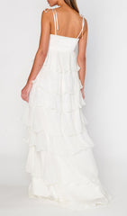 Fauve White Floral Tiered Maxi Dress