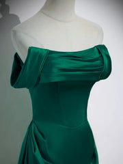 Green Satin A-line Floor Length Sweetheart Prom Dress