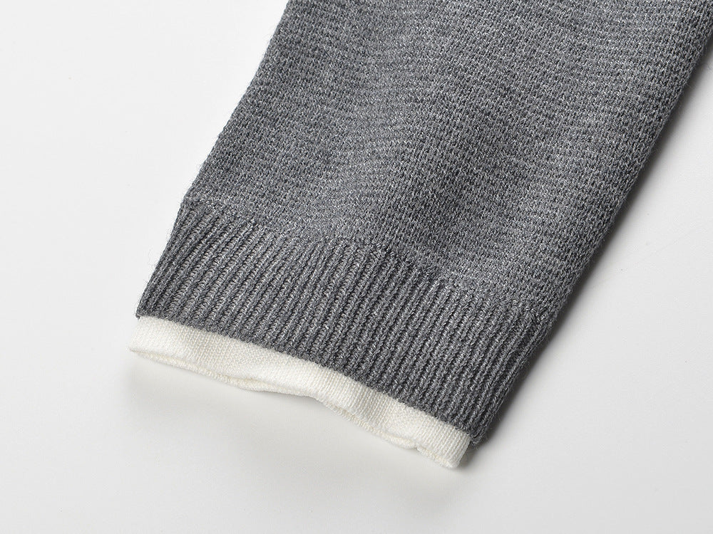 Hlio Chic Grey Knit Sweater Mini Dress with Peter Pan Collar