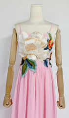 Emanuele Enchanting Pink Floral Embroidered Maxi Dress