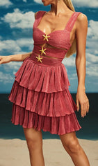 Beroe Starfish Cutout Tiered Mini Dress
