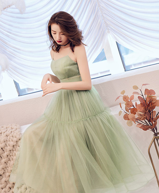 Hermosos vestidos de fiesta largos hasta la rodilla de tul verde menta 