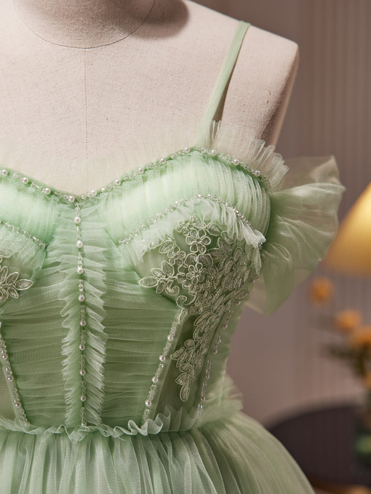 Light Green Tulle Short Party Dress Graduation Dress