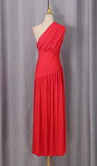 Jordon Red One-Shoulder Maxi Dress