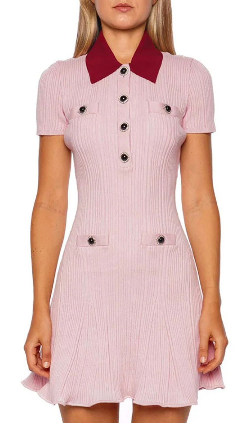 Gracjan Pink Ribbed Knit Mini Dress