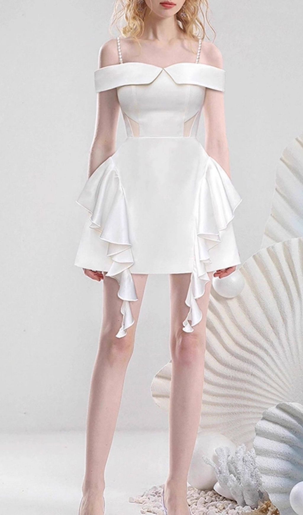 Jayleen White Ruffle Mini Dress
