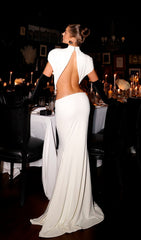 Elisae Showstopping White Bow Cutout Maxi Dress