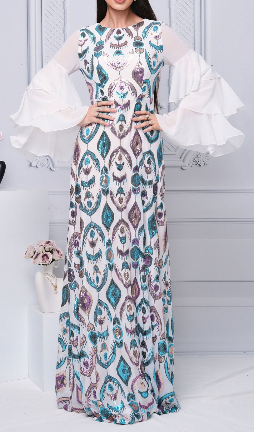 Damalis Glamorous Sequin Maxi Dress