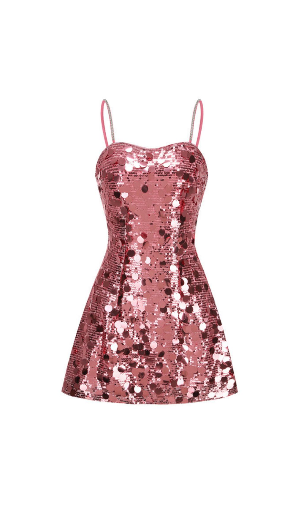 Isabela Dazzling Pink Sequin Mini Dress with Glamorous Chain Straps