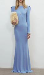 Isabis Periwinkle Blue Backless Maxi Gown