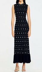 Hedia Black Studded Knit Midi Dress