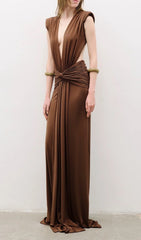 Joselyn Deep V-Neck Knotted Maxi Dress