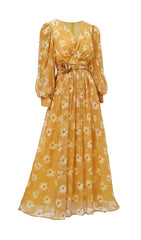Feodora Romantic Yellow Floral Maxi Dress