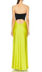 Emery Strapless Two-Tone Cutout Maxi Dress