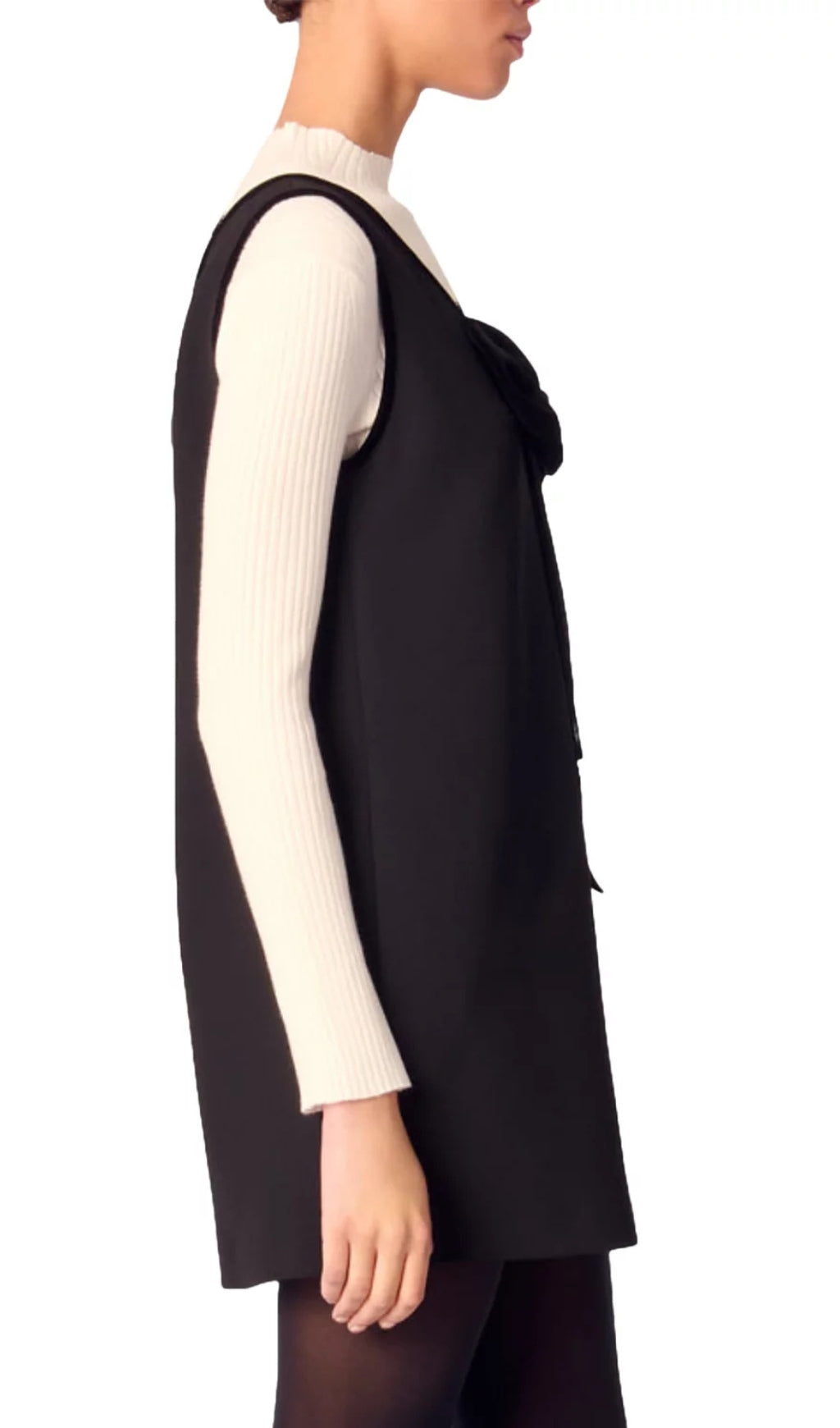 Chic Black Velvet Bow Pinafore Dress