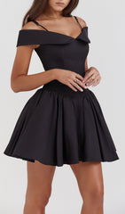 Chic Black Off-Shoulder Corset Mini Dress for Women