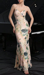 Eukleia "Watercolor Bloom" Backless Maxi Dress
