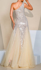 Fizza Glamorous One-Shoulder Sequin Gown