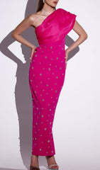 Camille Dazzling One-Shoulder Crystal Embellished Maxi Dress