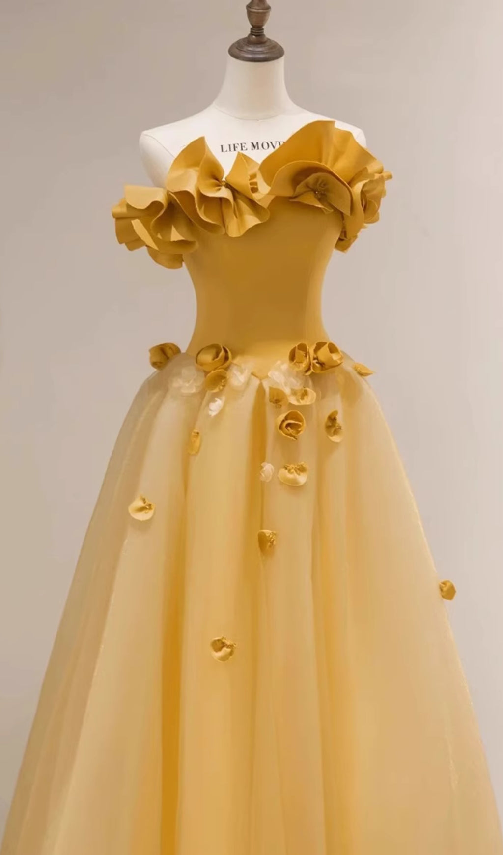 Radiant Dalia Yellow Floral Strapless Maxi Gown