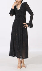 Encarna Black Diamond Shimmer Midi Dress