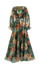 Fenicia Vibrant Green Floral Maxi Dress