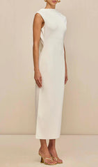 Ida White Backless Midi Dress