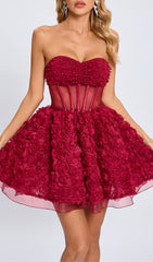 Eustacia Red Strapless Corset Mini Dress