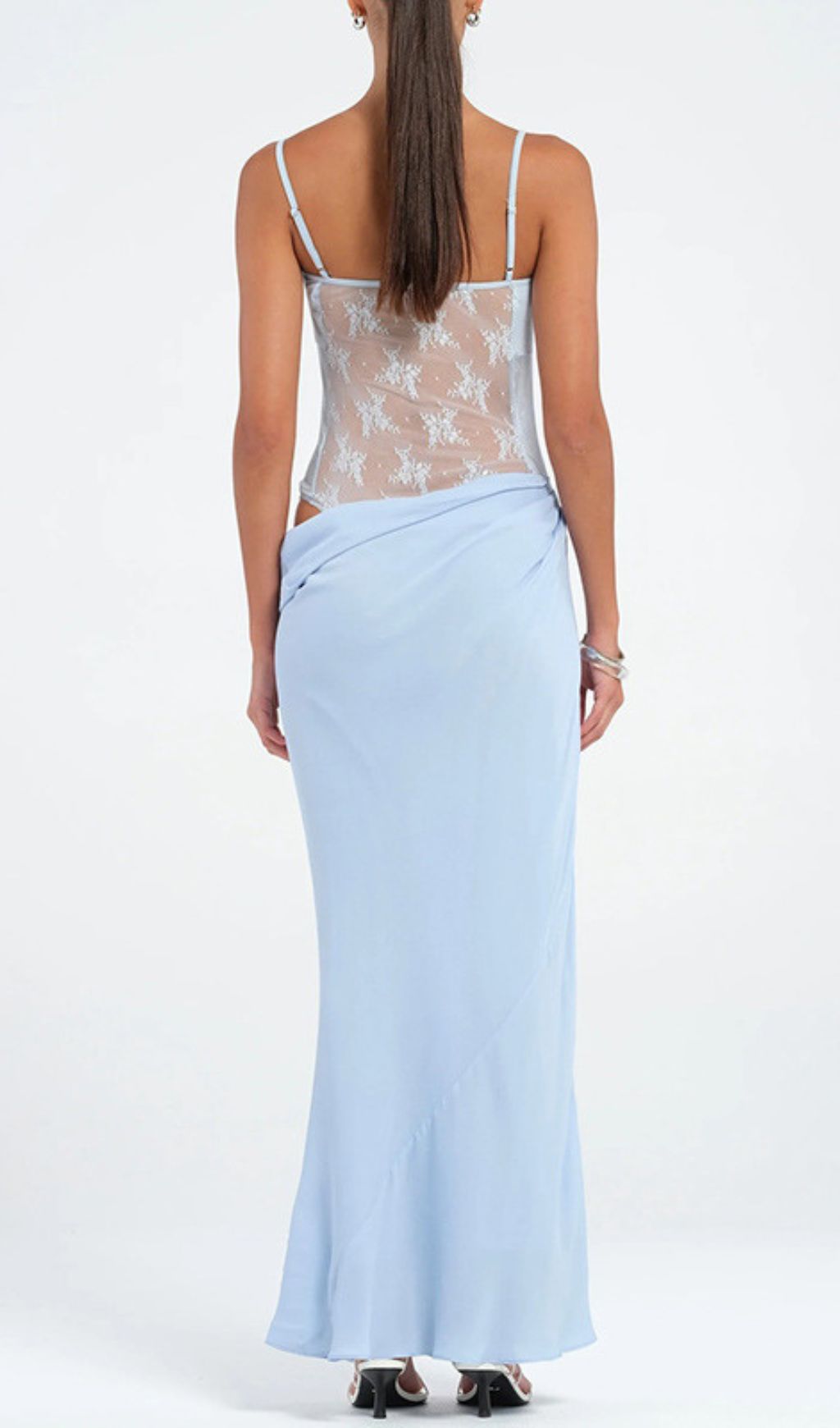 Fadil Ethereal Blue Lace Maxi Dress